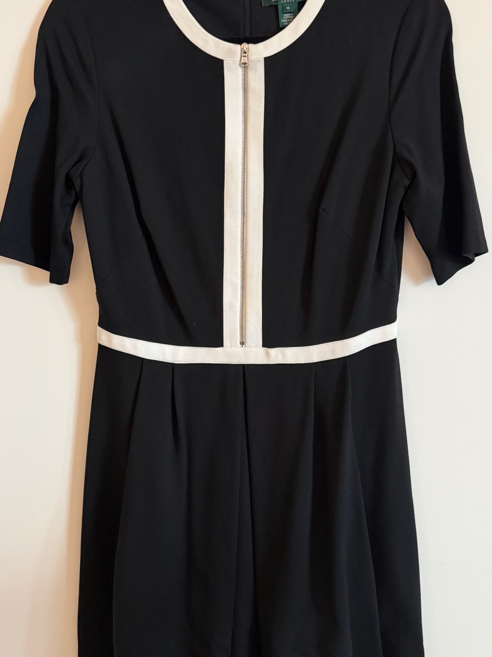 Lauren Ralph Lauren Black Midi Dress with White Trim